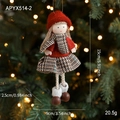Bambola di Natale in peluche con cappello rosso e sciarpa, decorazione appendibile 15x9cm - Ciondolo Ragazza a Quadretti (APYX514-2)