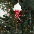 Adorno navideño de cono de helado con terciopelo rojo y blanco y lazo a rayas - Adorno con Forma de Helado (APYX631-3)