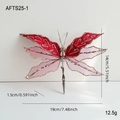 Clip a farfalla glitterata in rete rossa e rosa per decorazioni dell'albero di Natale - Libellula Rossa