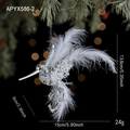 Sparkling silver hummingbird ornament with white feathers and crystals for Christmas tree - Silver Style