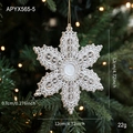 White snowflake ornament with gold beads and woven texture, 12cm Christmas tree decoration - Snowflake Style
