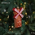 Gingerbread man windmill ornament for Christmas tree decor, size 12cm by 6.9cm - Gingerbread Windmill Style