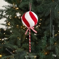 Décoration de Noël sucette rouge et blanc en velours avec paillettes et petit nœud - Sucette Floquée (APYX631-6)