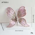 Fiocco a farfalla natalizio in velluto rosa con glitter e strass su clip in metallo - Rosa
