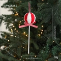 Décoration sucette de Noël avec rayures en velours rouge blanc et paillettes pour le sapin - Sucette Ronde à Paillettes (APYX631-7)