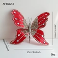 Fiocco di Natale in tessuto rosso con bordi glitter oro e strass argento scintillanti - Rosso