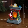 Miniatura caminetto natalizio da 13cm con Babbo Natale e decorazioni in resina - Stile Camino Luminoso (ABCZ99-10)