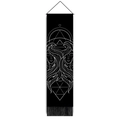 Minimalist black and white wall tapestry with geometric female face art and tassels - 32.5x130cm / Gemini Dual Face Style (Style-9)