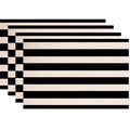 Set of 4 heat resistant linen placemats with classic black and white horizontal stripes - Linen Material / Black & White Stripes