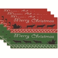 Set of 4 Merry Christmas placemats with Santa and reindeer patterns in red and green colors - Merry Christmas Red Green Duo Color Style (Style 9)