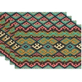 4er-Set Platzset im Boho-Stil mit bunten geometrischen Stammesmustern und Motiven - Orangerot Türkis Boho-Stil