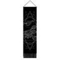 Black and white abstract geometric wall hanging tapestry with tassels and wooden pole - 32.5x130cm / Ripple Geometric Style (Style-11)
