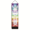 Detailed shot of vertical Chakra wall tapestry with sacred symbols and black tassels - 32.5x130cm / Style 5