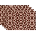 Set of 4 bohemian placemats with retro geometric wave pattern in deep reddish brown - Retro Wavy Geometric Pattern (Style 10)
