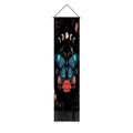 Vertical wall tapestry with blue butterfly moon phase design and long black fringe details - 32.5x130cm / Blue Butterfly Red Flower Moon (Style-4)