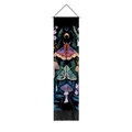 Close-up of vintage forest tapestry featuring moths, mushrooms, and hanging tassels - 32.5x130cm / Retro Moth Purple Mushroom (Style-5)