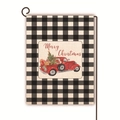 Double-sided Christmas garden flag with vintage red truck and buffalo plaid pattern - Classic Red Truck Merry Christmas (1) / 45*30cm