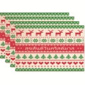 Set of 4 Christmas placemats with reindeer and tree patterns in knitted style - Thai Language Merry Christmas Style (Style 11)