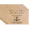 Set of 4 nautical anchor placemats featuring Home is Where the Heart Lies at Anchor text - Philadelphia Map Heart Anchor Style (zd12)