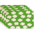 4er-Set grüne Tischsets aus Leinen mit Kleeblatt-Muster für Boho-Tischdekoration - Grüner Glücksklee-Stil