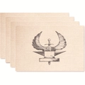 Set of four linen place mats with hand-drawn anchor and wing sketch prints - Style 14 / 45*30 (flax)