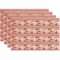 Set of 4 Christmas placemats with festive reindeer and tree patterns in red and white - Red White Christmas Elements Full Print Style (Style 15)