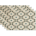 Set of 4 Bohemian geometric pattern linen placemats for dining table heat insulation - Light Green & Black Mandala (Style 03)