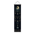Vertical wall hanging tapestry featuring cosmic moon phases and sacred geometry with fringe - 32.5x130cm / Mysterious Astrology Moon Phases With Wings (Style-1)