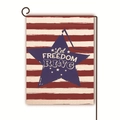 Dubbelzijdige tuin vlag van jute met Let FREEDOM RING tekst en Amerikaanse vlag kleuren - Let Freedom Ring (11)