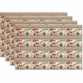 Set of 4 Christmas placemats with reindeer and tree patterns for holiday dining table decor - Red Green Christmas Floral Combo Style (Style 16)