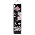 Arazzo con teschio e fiori con frange nere e barra in legno per arredamento - Taglia Standard / Stile Scheletro Fungo Fase Lunare