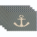 Set di 4 tovagliette nautiche a righe blu navy con motivo ancora per il tavolo - Stile a Righe Diagonali Blu Navy con Ancora (17)