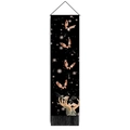 Vertical black butterfly tapestry with pink moths, wood rod, and elegant tassels - 32.5x130cm / Starry Butterfly Style (Style-8)