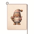 Dubbelzijdige linnen tuin vlag voor Moederdag met een gnome en I Love Mom kaartje - I Love Mom kaart kabouter Stijl 12 / 45x30cm