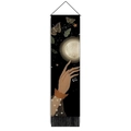Artistic butterfly tapestry with moon and hand illustration and black hanging tassels - 32.5x130cm / Touching the Moon Style (Style-9)