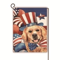 Dubbelzijdige tuin vlag voor Onafhankelijkheidsdag met een Golden Retriever hond - Patriottische Golden Retriever (15)