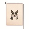Double-sided linen garden flag with Corgi dog illustration for outdoor yard decoration - Realistic Corgi Head Illustration (14)