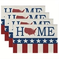 Lot de 4 sets de table Fête de l'Indépendance avec texte HOME et motifs carte USA - Design de la Carte HOME USA (33) / 30*45cm (Lin)