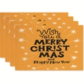 Set of 4 orange Christmas placemats with Merry Christmas star pattern print - Style 27