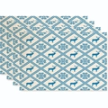 Set of 4 Christmas placemats with navy elk and snowflake patterns on beige fabric - Light Beige Base Dark Blue Elk Style (Style 21)