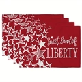 Lot de 4 sets de table rouges de l'Indépendance avec étoiles blanches et texte Liberty - Sweet Land of LIBERTY (34) / 30*45cm (Lin)