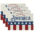 Lot de 4 sets de table God Bless America avec rayures rouges et bleues USA - God Bless America Horizontal (35) / 30*45cm (Lin)