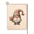 Linnen tuinvlag met kabouter die I Love Mom bord vasthoudt voor Moederdag decoratie - Kabouter houdt I Love Mom label Stijl 15 / 45x30cm
