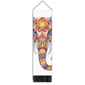 Detail of bohemian elephant tapestry with colorful mandala patterns and black tassels - 32.5x130cm / Style-3 (Red & Blue Mandala Elephant)