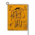 Detail of linen Father's Day garden flag with hand-drawn motifs and metal stand - Ginger Yellow Festive Elements Style (4)