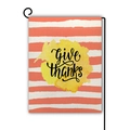 Linen garden flag with Give Thanks slogan, orange stripes and black metal hanger - Red White Stripes Give Thanks Style (5)