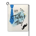 Detail of linen Father's Day garden flag with tie and beard graphics on a metal stand - Glasses Mustache Blue Stripe Tie Style (6)