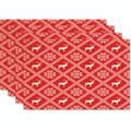 4er-Set Weihnachts-Platzsets mit roten nordischen Rentier- und Schneeflockenmustern - Weihnachtsrot Basis Weißer Strick Textur Stil (Stil 23)