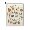 Detailed macro view of the flax-textured fabric weave on the autumn garden flag - Falling for Fall Flower Butterfly (Style 11) / 45*30cm
