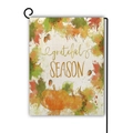 Close-up of linen garden flag with watercolor pumpkin design and metal stand - Autumn Pumpkin Maple Leaf Grateful Season (2) / 45*30cm